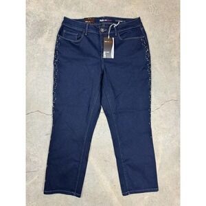 Style & Co Denim Capri Womens 8 Stretch Fit Bedazzled Rhinestone Sides 30x24